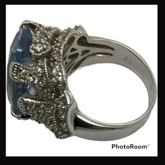 Joseph Esposito blue topaz CZ sterling silver ring - Picture 7 of 7